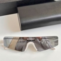 Occhiali da sole rettangolari da sci Balenciaga BB003S in bianco