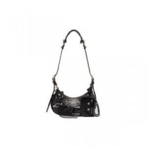 Borsa A Tracolla Balenciaga XS Le Cagole In Pelle Goffrata Coccodrillo Con Strass Nera