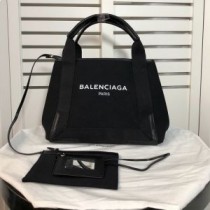Balenciaga Cabas piccola blu scuro in tela nera