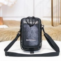 Borsa a tracolla Balenciaga Explorer in pelle di agnello Arena nera