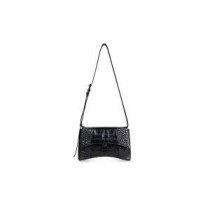 Borsa A Tracolla Balenciaga XS Downtown In Pelle Goffrata Coccodrillo Nera