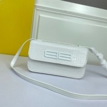 Borsa Gossip Piccola Balenciaga In Pelle Goffrata Coccodrillo Bianca