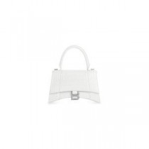 Borsa Balenciaga Hourglass in pelle goffrata coccodrillo bianca