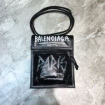 Sacchetto Balenciaga Explorer Con Tracolla In Pelle Di Agnello Graffiti Nero/Bianco