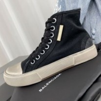 Balenciaga Paris Tênis cano alto unissex lona preto/branco