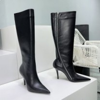 Balenciaga Witch 100MM Botas femininas de couro de bezerro preto