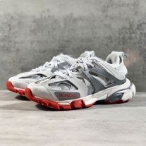 Balenciaga Track Tênis Unissex Couro Metálico E Malha Cinza