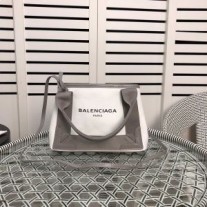 Balenciaga XS Navy Cabas em lona bege/cinza