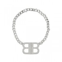 Colar Balenciaga BB 2.0 com cristais em prata