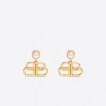 Brincos Balenciaga BB com pérolas em ouro