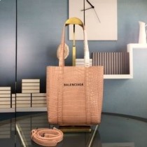 Balenciaga XXS Tote Everyday em couro com relevo de crocodilo rosa