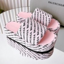 Balenciaga Rise Platform Chinelos Feminino Têxtil Rosa