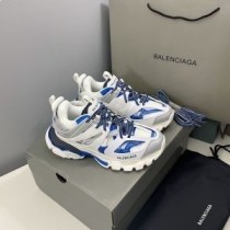 Balenciaga Glow In The Dark Track Tênis Unissex Couro E Malha Branco/Azul