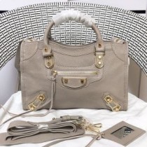 Bolsa de ombro Balenciaga Pequeno Clássico City em pele de cabra com borda metálica e damasco