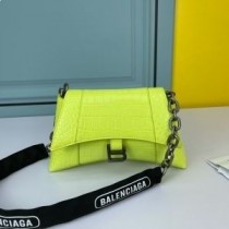 Bolsa de ombro Balenciaga XS Downtown com corrente em couro com relevo de crocodilo Amarelo