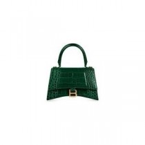 Bolsa Balenciaga Hourglass em couro com relevo de crocodilo verde/dourado
