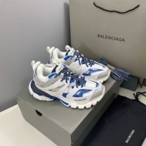 Balenciaga Glow In The Dark Track Sneakers Unisex læder og mesh hvid/blå