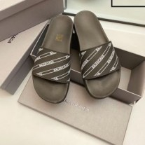Balenciaga Pool Hjemmesko Unisex Logo Stribet gummi Sort