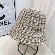 Balenciaga strikket bøttehue i brun/hvid