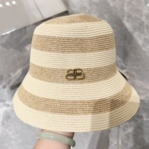 Balenciaga BB Straw Bucket Har I Beige