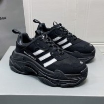 Balenciaga X Adidas Triple S Sneakers Unisex læder og mesh sort