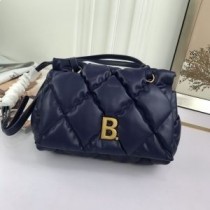 Balenciaga B Flaptaske I Quiltet Nappa Læder Marineblå