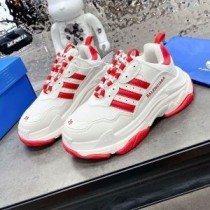 Balenciaga X Adidas Triple S Sneakers Unisex læder og mesh hvid/rød