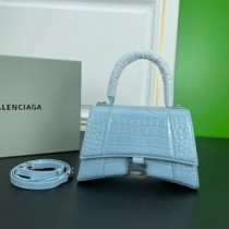 Balenciaga timeglashåndtaske i krokodillepræget læder Himmelblå