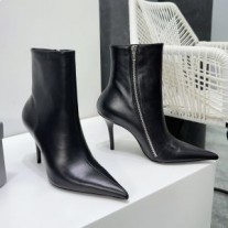 Balenciaga Cailleach 100MM Booties Mná Craiceann laonna Dubh