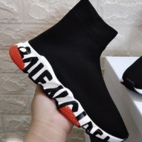 Sneakers Luas Balenciaga Le Graffiti Aonair Unisex Cniotálfaidh Dubh/Dearg