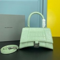 Balenciaga mála láimhe Hourglass I crogall cabhraithe Leathar Glas / Airgid