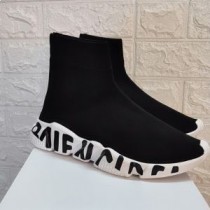 Sneakers Luas Balenciaga Le Graffiti Aonair Unisex Cniotálfaidh Dubh/Bán