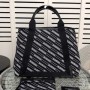Cabas Meán-Chabhlach Balenciaga I Lógó Striped Canbhás Dubh