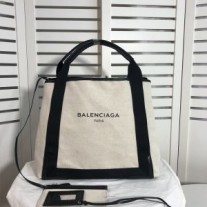 Balenciaga srednje tamnoplave kabine u platno bež boji