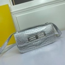 Balenciaga srednja trač torba od srebrne krokodilske kože