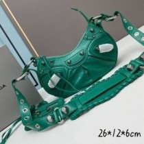 Balenciaga XS Le Cagole torba za rame od reljefne kože zeleno/srebrne boje