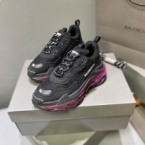 Balenciaga Triple S tenisice s višebojnim potplatom, uniseks koža i mreža crna/ružičasta