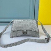 Balenciaga XS Downtown torba za rame u sivoj krokodilskoj koži