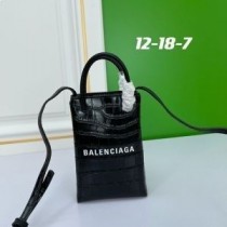 Balenciaga Mini Shopping telefonski držač od krokodilske reljefne crne kože