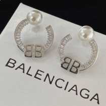 Balenciaga BB srebrne biserne naušnice
