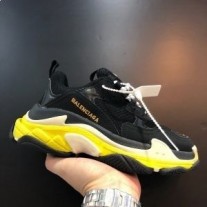 バレンシアガ トリプル S スニーカー ユニセックス レザー&メッシュ ブラック/イエロー