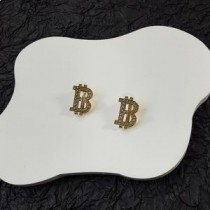 バレンシアガ Bコイン イヤリング クリスタル付き ゴールド