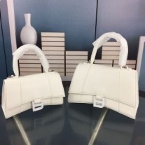 Kabelka Balenciaga presýpacích hodín v bielej koži