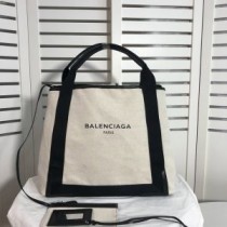 Balenciaga Medium Navy Cabas v béžovom plátne