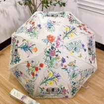 Balenciaga Floral And BB Logo Print Skladací dáždnik v béžovej farbe