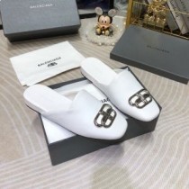 Balenciaga 코지 BB 뮬 여성 부드러운 송아지 가죽 화이트