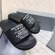 Balenciaga 풀 슬라이드 유니섹스 멀티 로고 고무 블랙