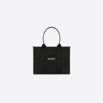 스트랩이 달린 Balenciaga 스몰 하드웨어 토트 백, 캔버스 블랙