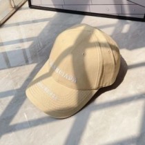 Balenciaga 더블 로고 자수 캡 코튼 베이지 색상