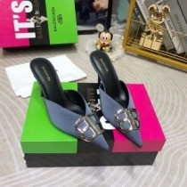 Balenciaga 정사각형Knife BB 80MM 뮬 여성 스웨이드 스카이 블루